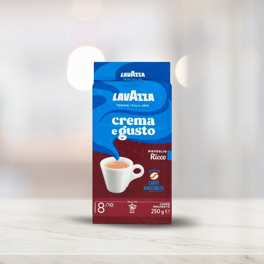 Lavazza - Crema e Gusto Ricco 8/10 - Ground Coffee for Moka Pot or Filtered Coffee