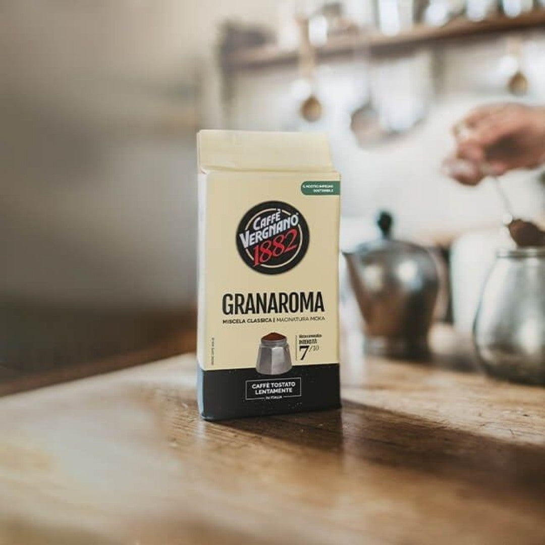 Caffe Vergnano 1882 - GranAroma - Ground Coffee for Moka Pot or Filtered Coffee