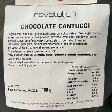 Revolution - Gluten Free - Cantuccini Cookies with chocolate pieces