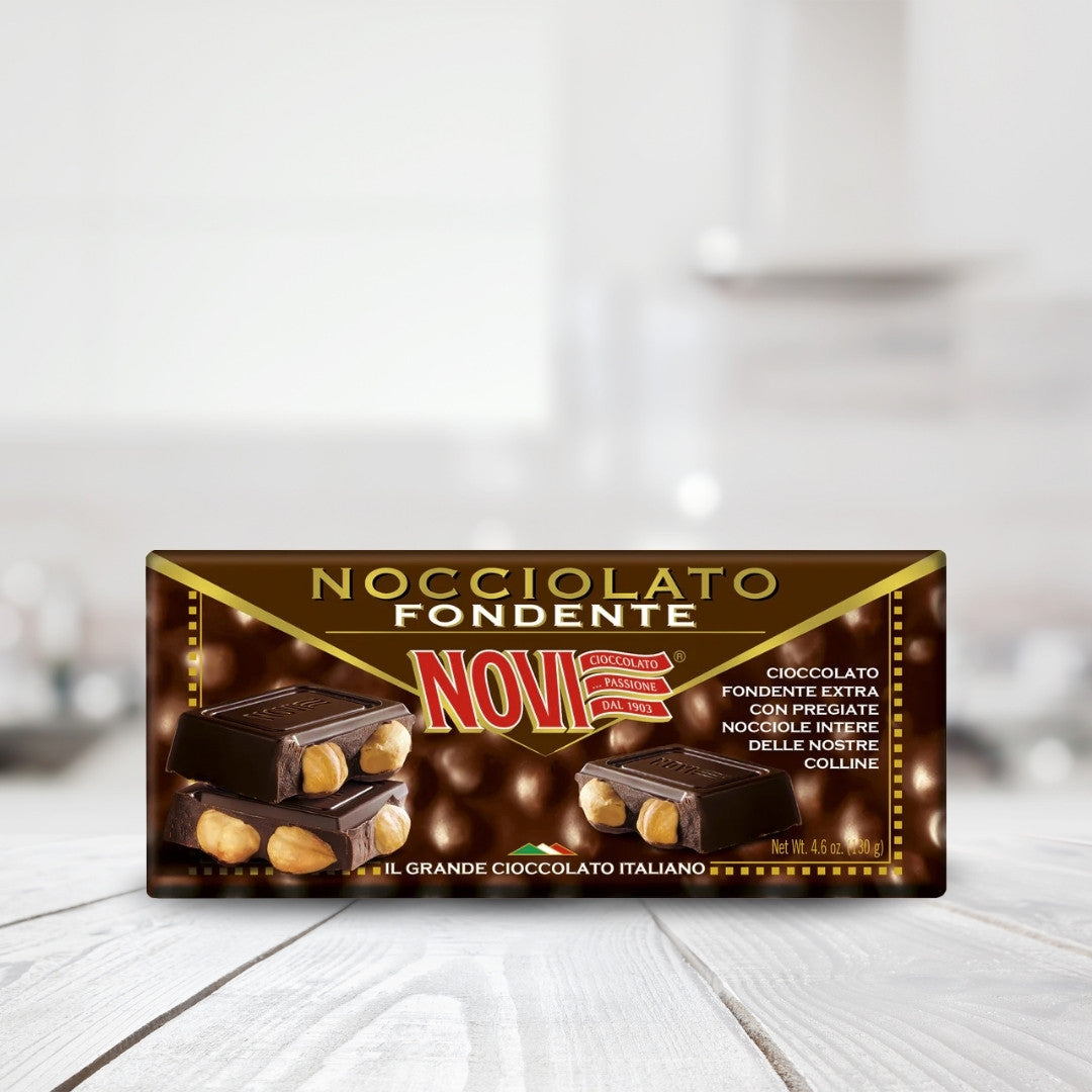 Novi Nocciolato - Dark Fondente Chocolate Bar with whole Hazelnuts