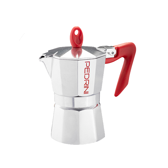 Pedrini Moka Coffee Maker with Red Handle