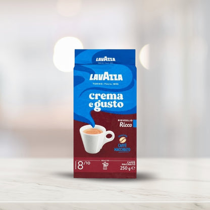 Lavazza - Crema e Gusto Ricco 8/10 - Ground Coffee for Moka Pot or Filtered Coffee