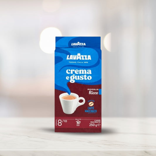 Lavazza - Crema e Gusto Ricco 8/10 - Ground Coffee for Moka Pot or Filtered Coffee