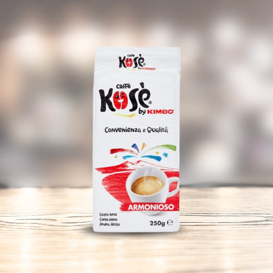Kose - Rosso Armonioso - Coffee Crafted by Kimbo - Ground Coffee for Moka Pot or Filtered Coffee