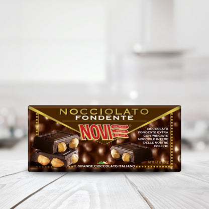 Novi Nocciolato - Dark Fondente Chocolate Bar with whole Hazelnuts