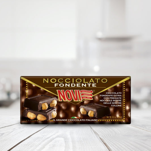 Novi Nocciolato - Dark Fondente Chocolate Bar with whole Hazelnuts