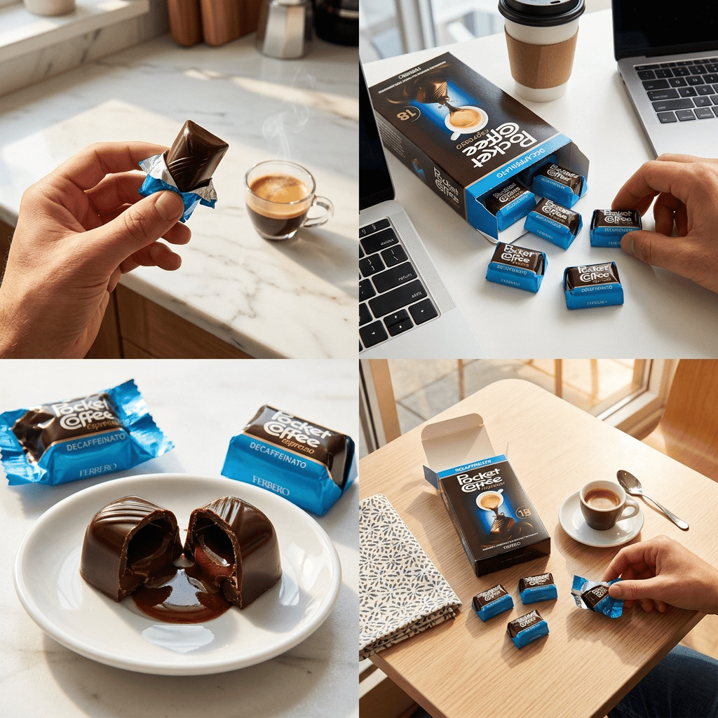 ❤️FERRERO フェレロ　Pocket Coffee Decaffeinato Ferrero Pocket Coffee Espresso Decaffeinato, 18 Praline, 225g