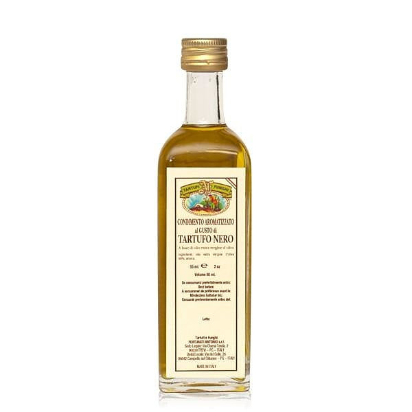 Black Truffle Extra Virgin Olive Oil is made with 100% extra virgin olive oil and contains no colouring agents, preservatives, or gluten. Oil is made in Umbria by an Italian producer Fortunati Antonio with only natural ingredients delivered in the UK by an online grocery store Trendico.
