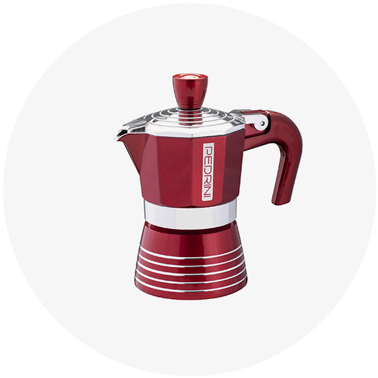 Pedrini Moka Coffee Maker in Cherry Red