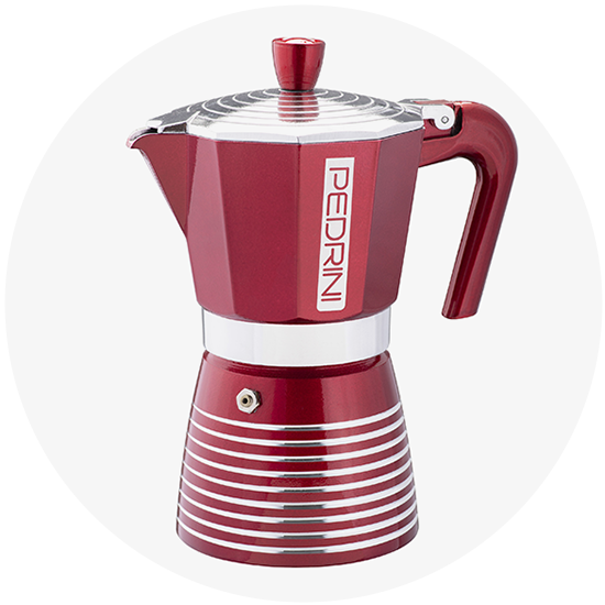 Pedrini Moka Coffee Maker in Cherry Red