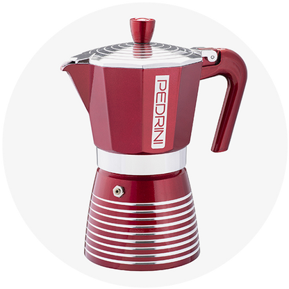 Pedrini Moka Coffee Maker in Cherry Red