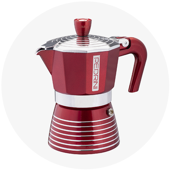 Pedrini Moka Coffee Maker in Cherry Red