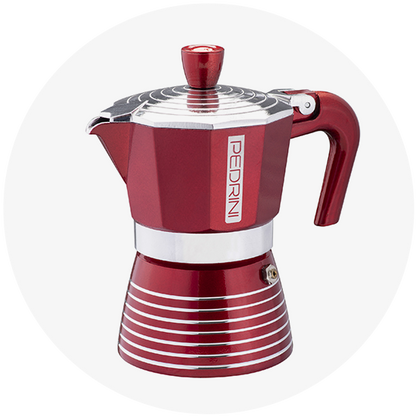 Pedrini Moka Coffee Maker in Cherry Red